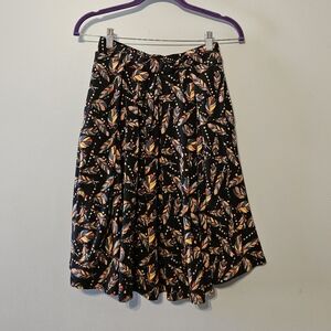 LuLaRoe Black Skirt with Colorful Feather Design
